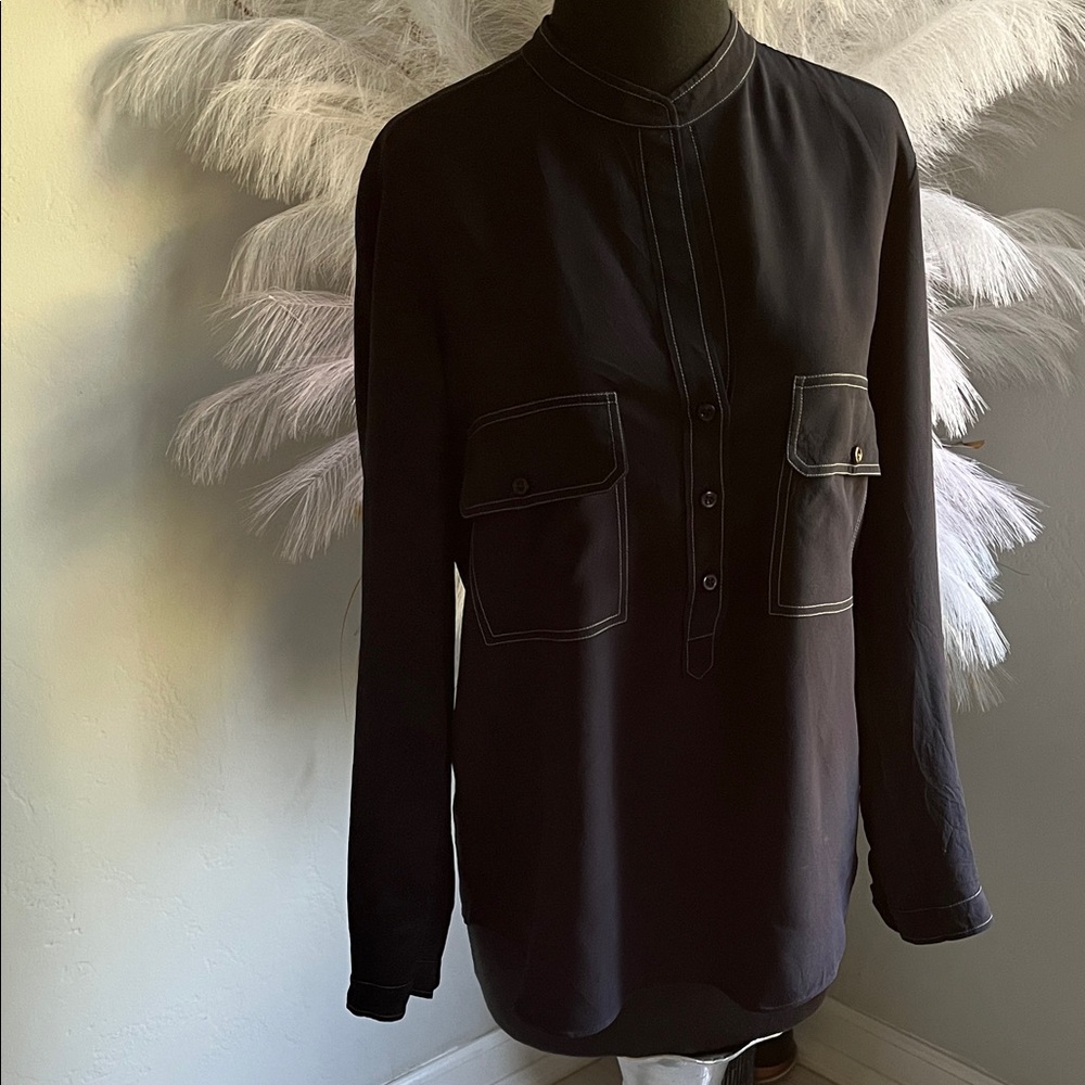 Black Button-Down Utility Shirt - Women's Long Sleeve